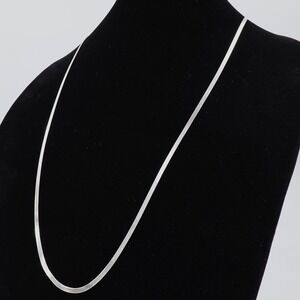 Sterling Silver 925 Italy Herringbone Chain Necklace 30" Minimalist